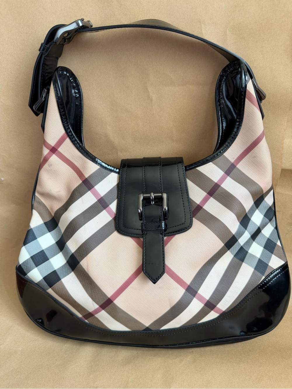 Burberry Nova Check Canvas Brook Hobo Bag